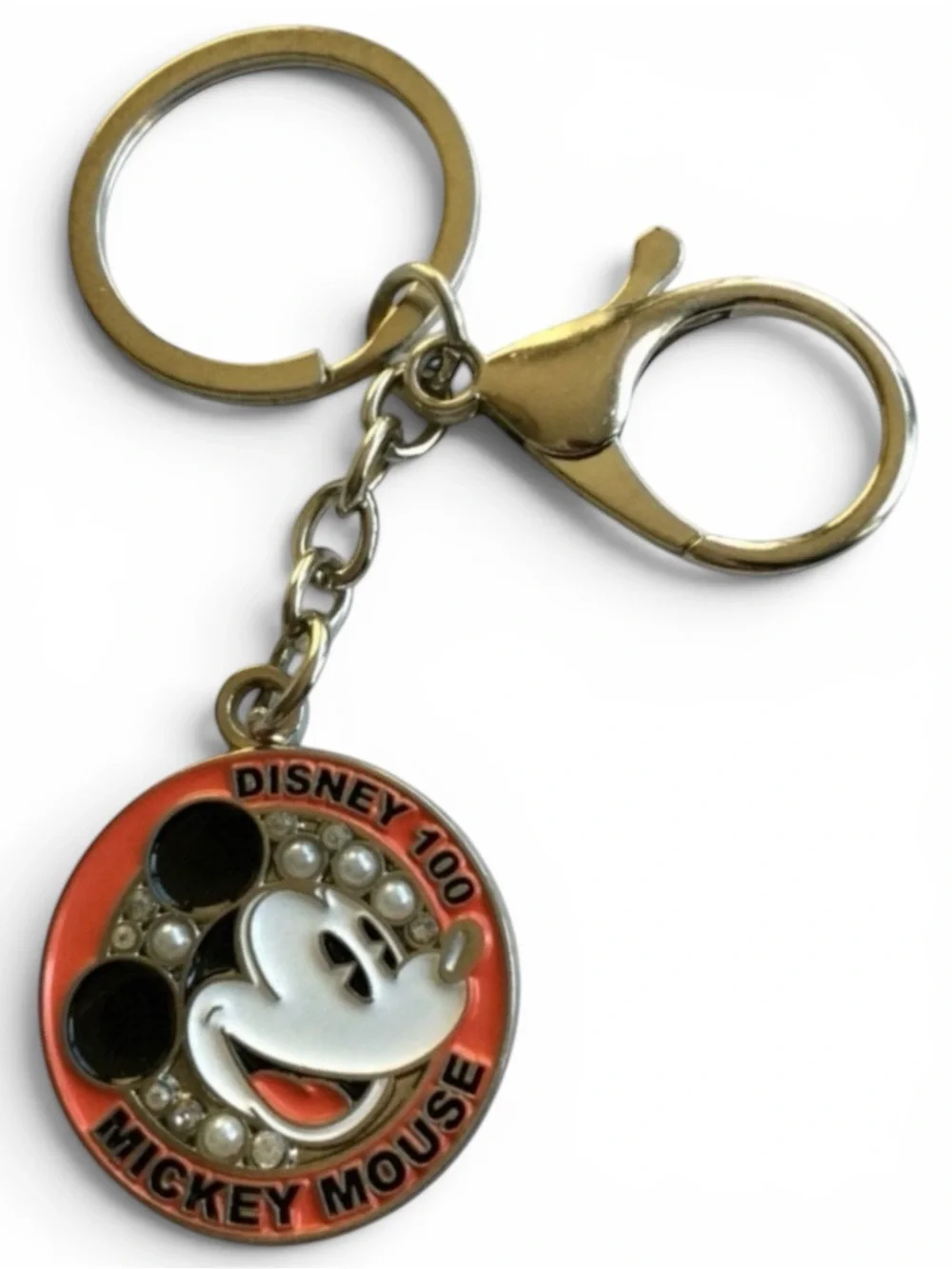 Disney 100 Anniversary Mickey Mouse Enamel Pearl Bag Charm Keychain – NWOT